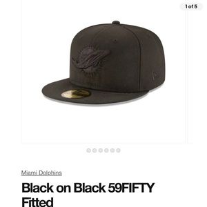 Black on Black 59fifty Fitted Miami Dolphins Cap 7 1/4